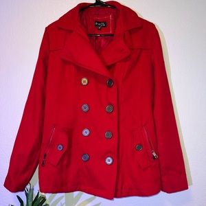 Red pea coat❤️